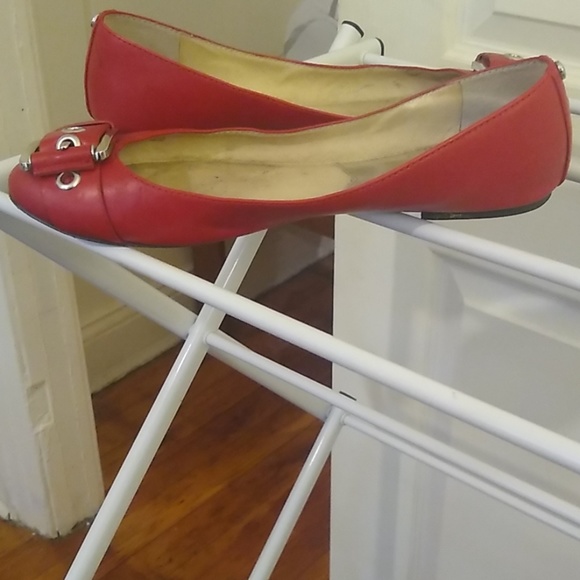 Red Leather Michael Kors Flats Size 9 - Picture 2 of 5